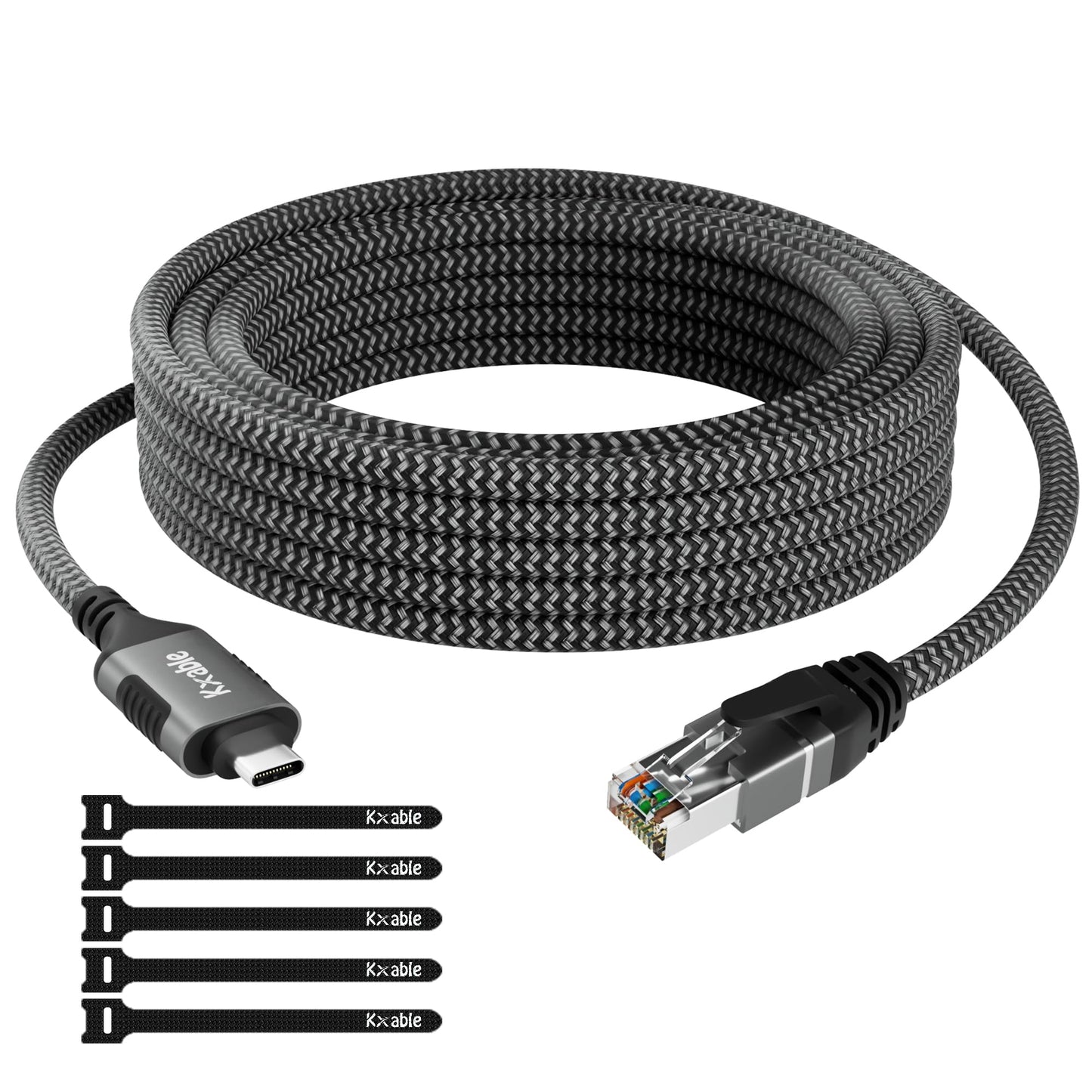 Kxable 4 Feet KXC-RJ45-Parent Ethernet Cable RJ45 USB Type C Cat 6 1000 Mbps RJ45 Male-to-Female