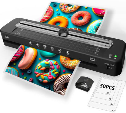 Raycial 13 Inch Laminator 2 Rollers 95 Seconds Warm Up High-Speed A3 Laminating Machine