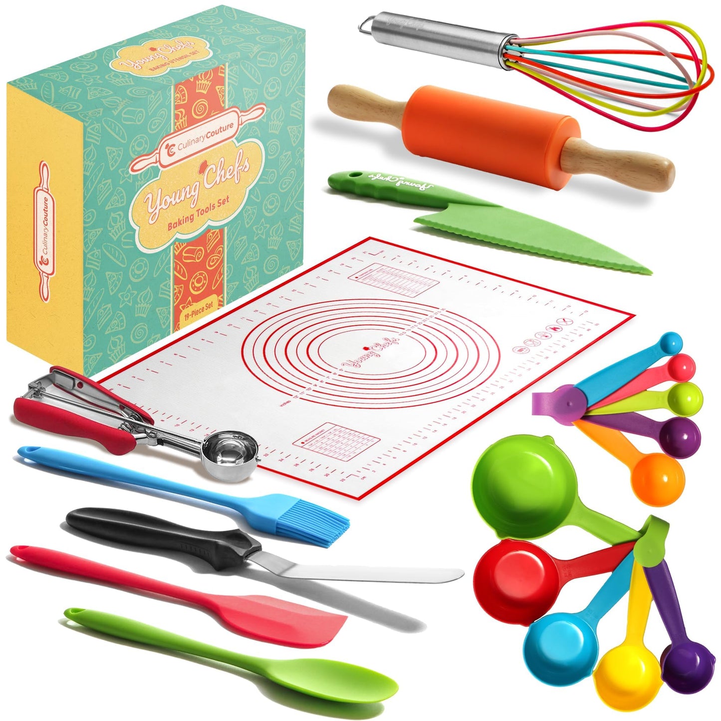 Culinary Couture Child-Size Young Chefs Baking Tool Set 19 Pieces Baking Supplies