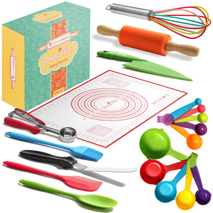 Culinary Couture Child-Size Young Chefs Baking Tool Set 19 Pieces Baking Supplies