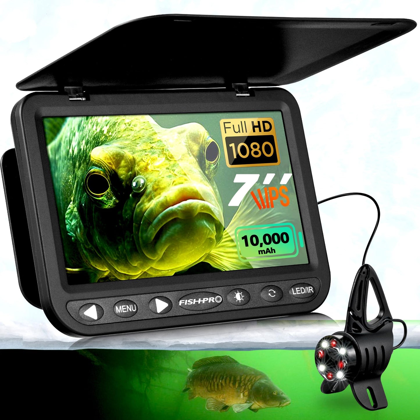 FishPro 7'' No.1 HD1080P Underwater Camera with 10,000mAh Rechargeable Battery