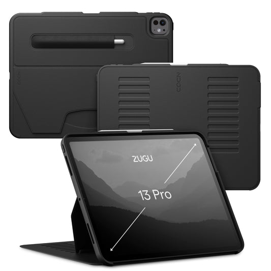 ZUGU CASE iPad Pro 13 (M4/M5) 2024/2025 Black Protective Case with Built-In Media