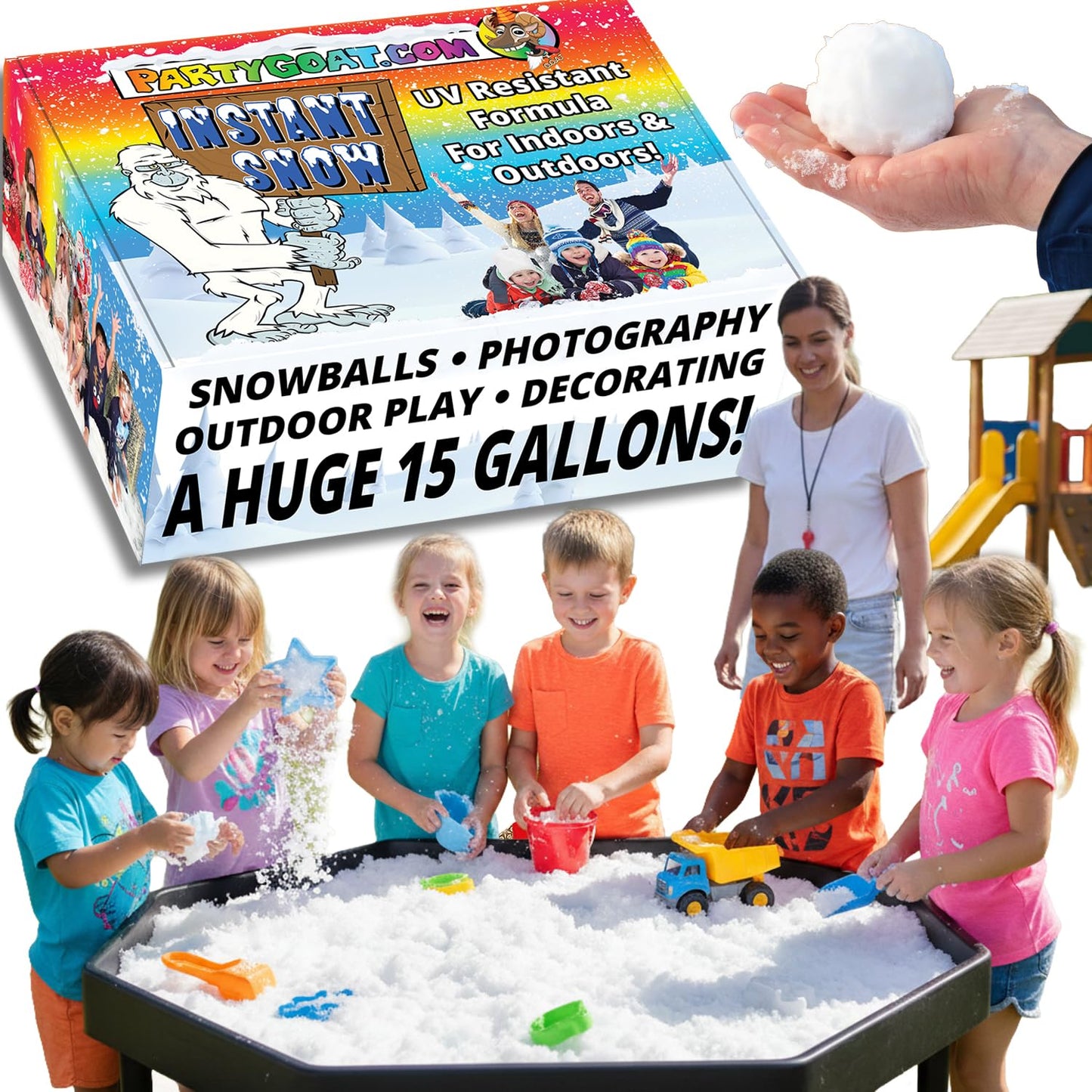 PARTY GOAT 39oz BSNOW1 Instant Snow Powder for Kids 3+ | 1920oz | Sensory Play, Science Experiments, Indoor & Outdoor