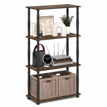 Furinno 4-Tier Classic Tube 18034APBK Floor Mount Indoor Storage Shelf