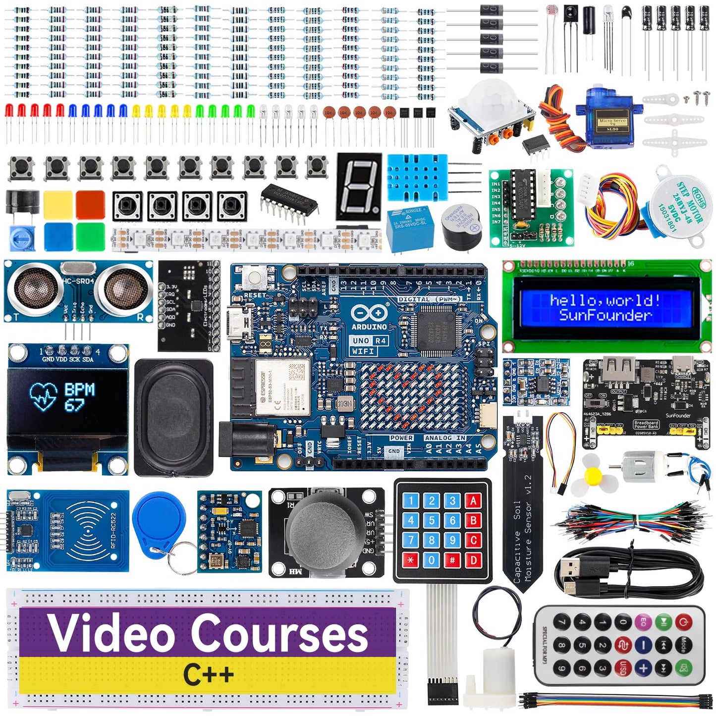 SunFounder Arduino Uno R4 WiFi, USB Connectivity, Compatible with Arduino IDE, Dual Processor, 2 USB Ports, Infrared Wireless, Model Number sunfounder