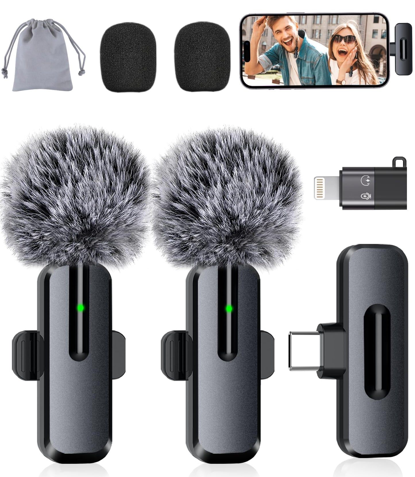 ZOPPLM Wireless Mini Microphone WM189 - Dual Lavalier | Universal Connectivity | 2.4 - 4.8 GHz