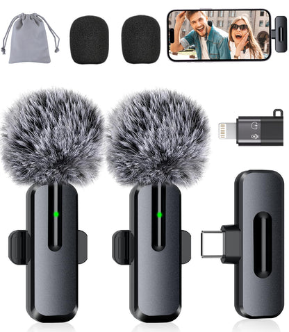 ZOPPLM Wireless Mini Microphone WM189 - Dual Lavalier | Universal Connectivity | 2.4 - 4.8 GHz