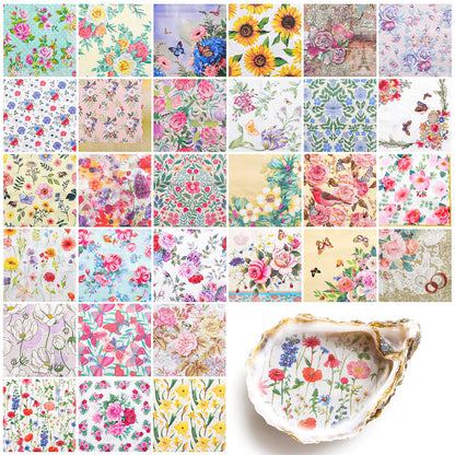 NatNarr 30 Pack Decorative Craft Napkins, 13*13 Inch, Assorted Floral Designs, G7227K-11-N