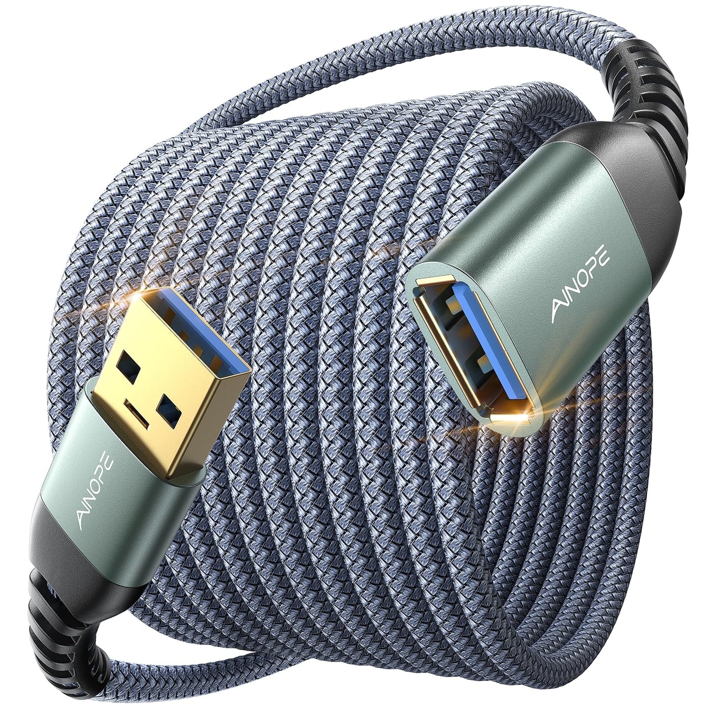 AINOPE 10 Feet AP465-3M USB 3.0 Extension Cable Male to Female 5 Gbps Grey