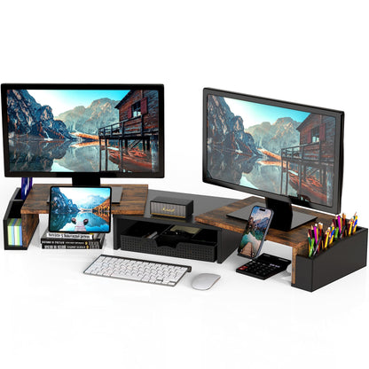Simple Houseware 45.08 x 10.87 x 4.49 inches DO-09K-R Ergonomic Dual Monitor Stand with Drawer