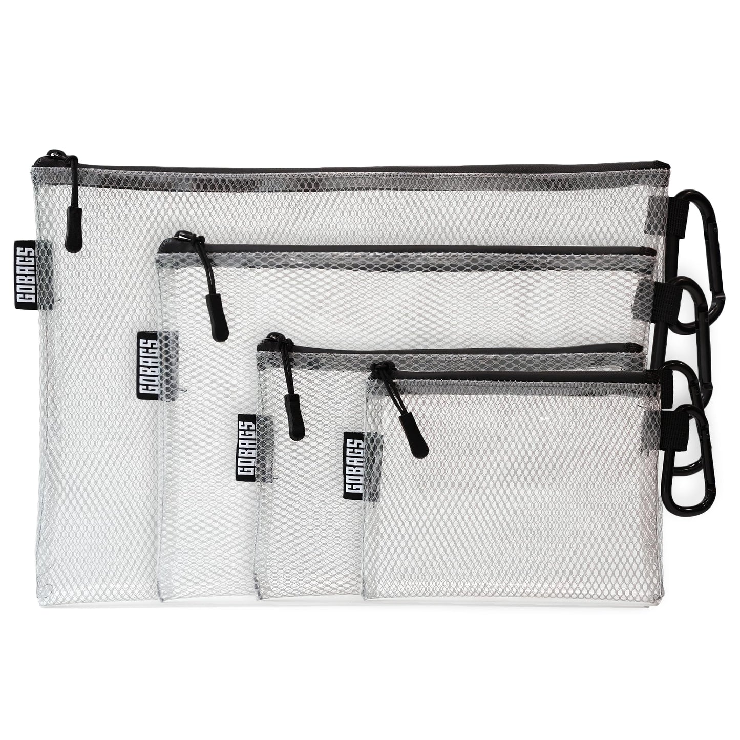 GOBAGS Multi-Size GBAirMulti-4 Clear Zipper Pouch 4 Count