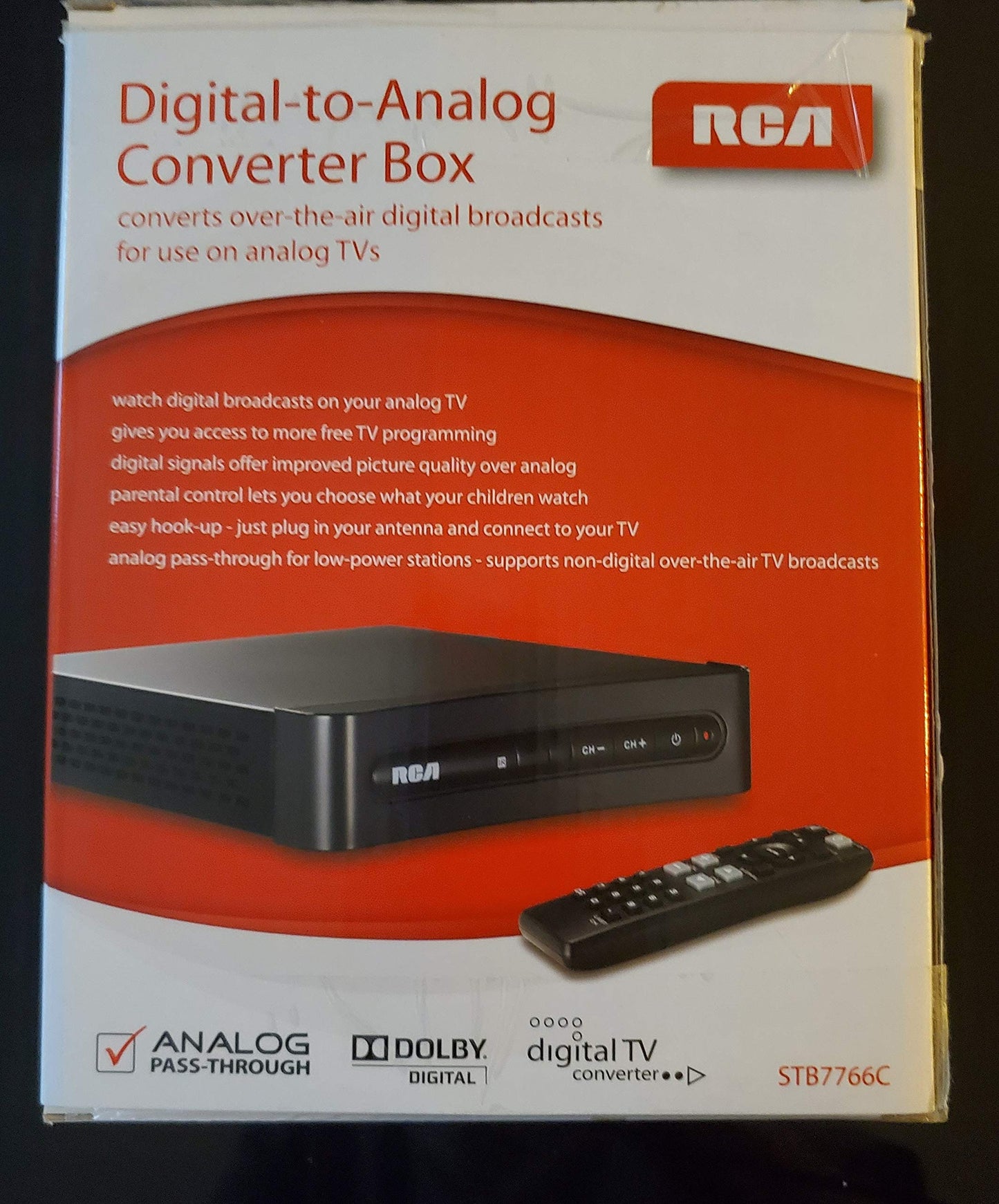 RCA STB7766C Digital-to-Analog Converter Box 13-Pin RCA 68 Channels Steel