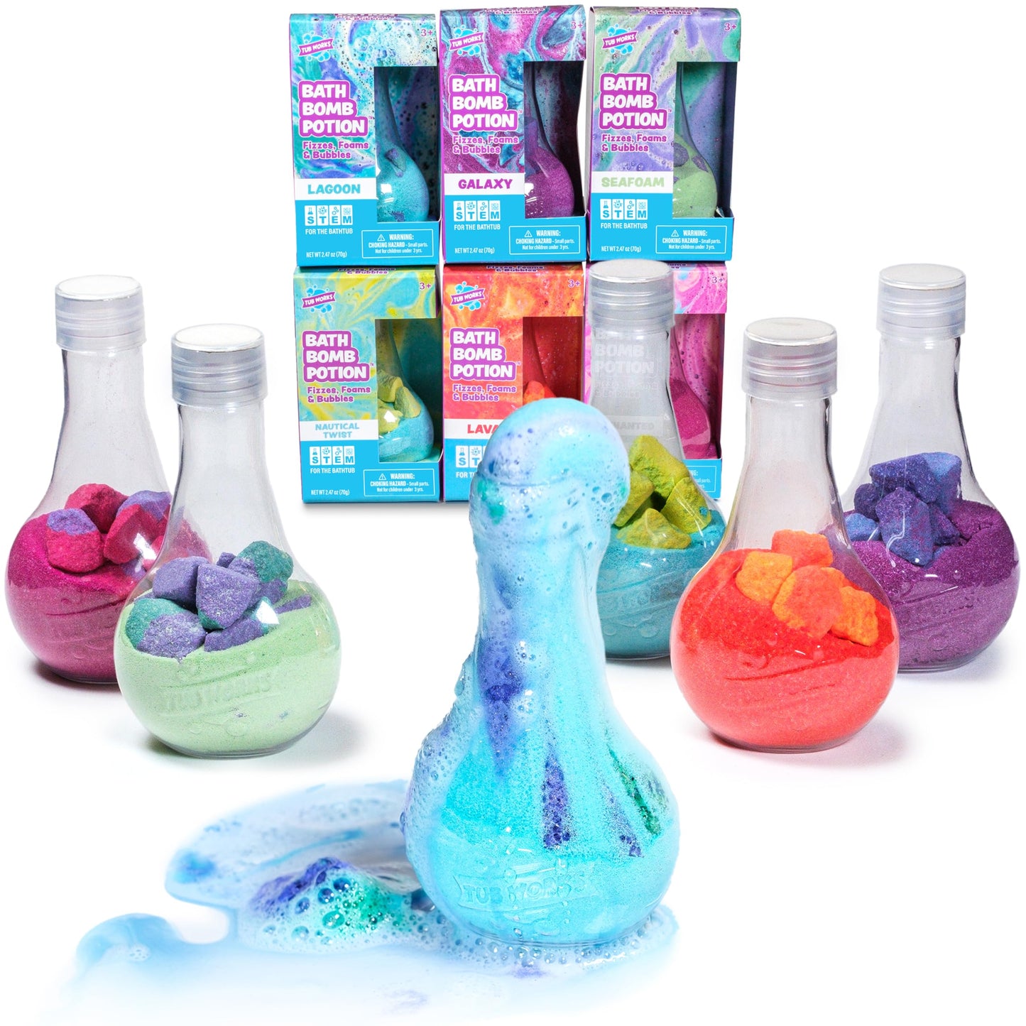 Tub Works 6 Pack TW-BPB-6 Nontoxic Bath Bombs Interactive Science Concept for Children