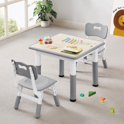 CuFun 2 Chairs YC-6060 Kids Table & Chairs Set Height Adjustable Activity Table